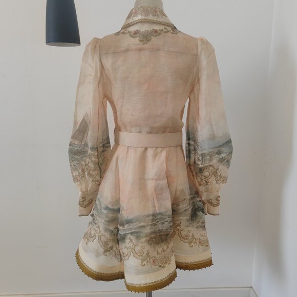 Zimmerman minimalist and fashionable style mini beige long-sleeved midi dress - Picture 4 of 11